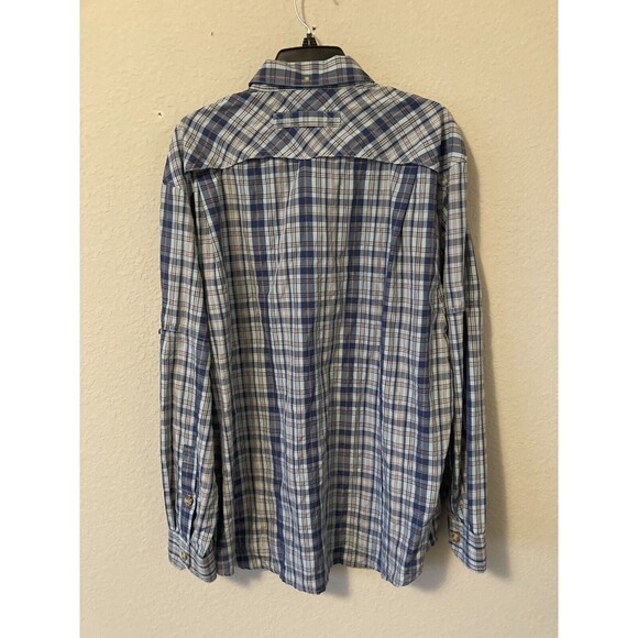 Duluth Trading Co Long Sleeve Blue Plaid Shirt Polyester Nylon Mens Size XL - Picture 2 of 6